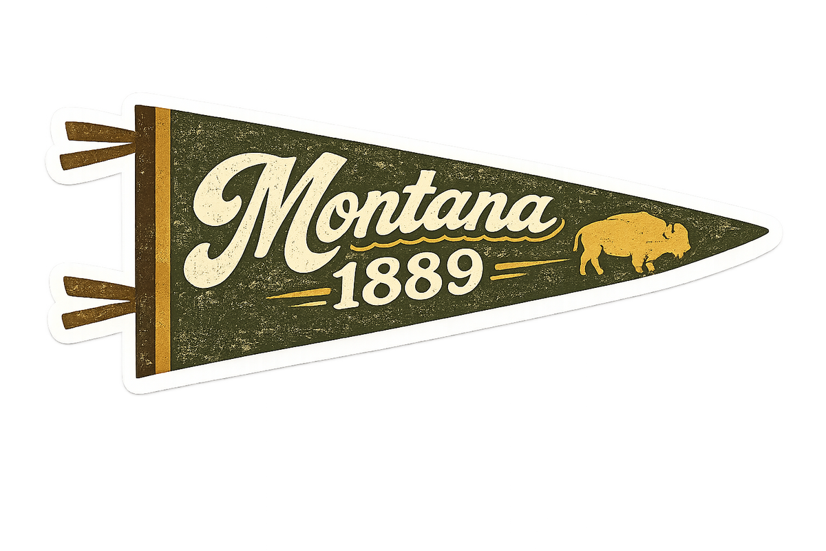 Montana 1889 Forest Green Pennant Sticker