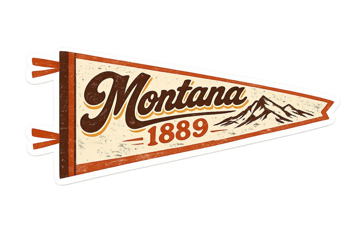 Montana 1889 Mountain Pennant Sticker