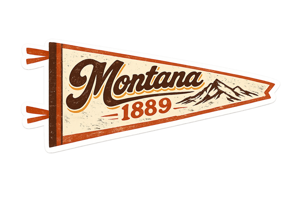 Montana 1889 Cream/Rust Pennant sticker, flat artwork