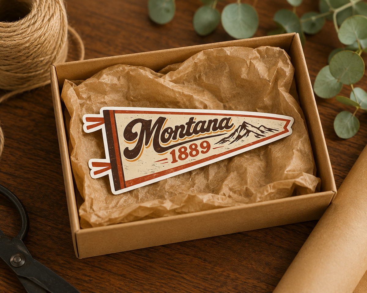 Montana 1889 Mountain Pennant Sticker