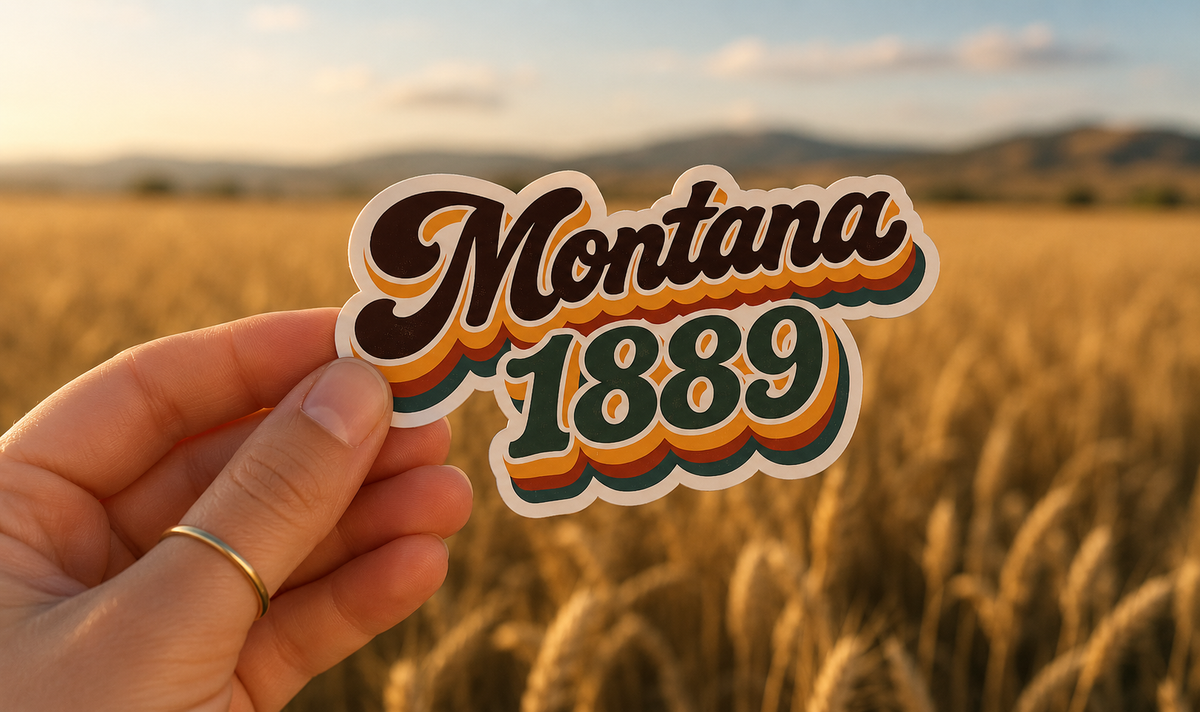 Montana 1889 Retro Lettering Sticker