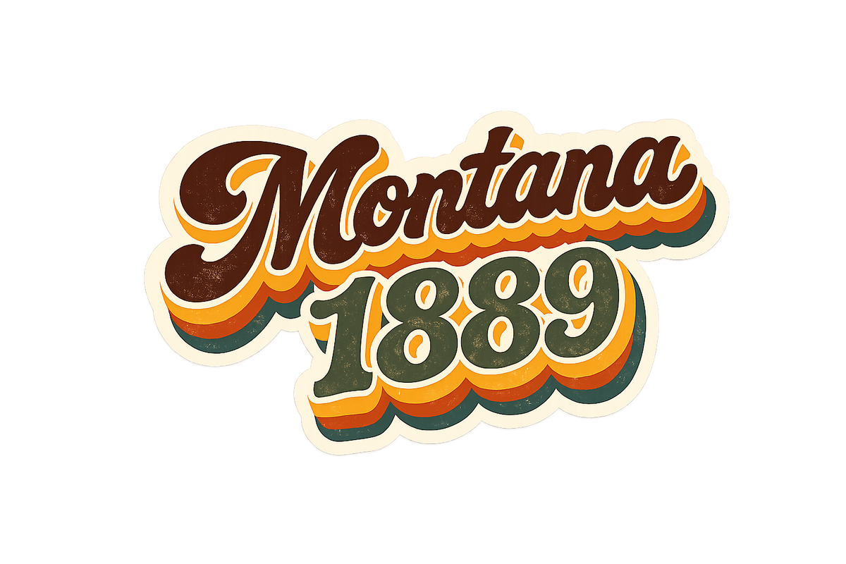 Montana 1889 Retro Lettering design, flat
