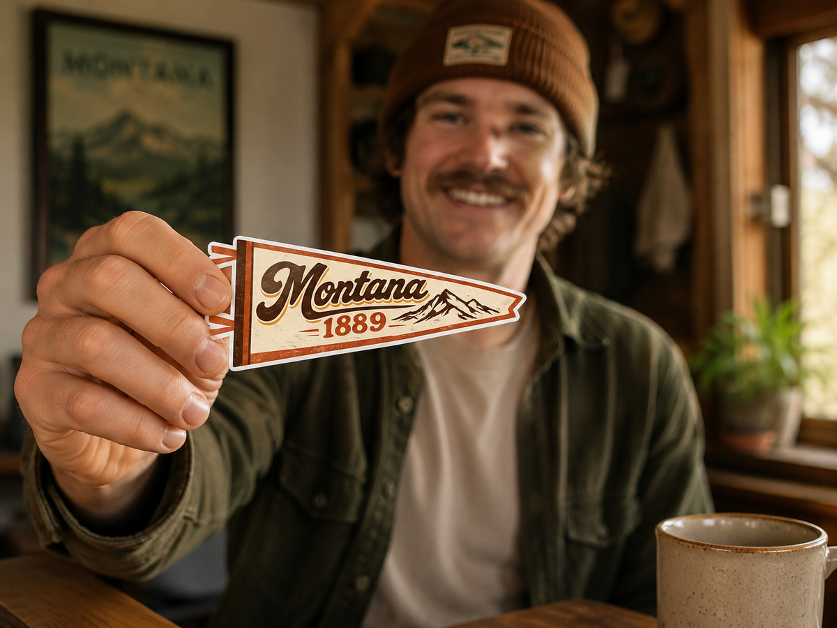 Montana 1889 Retro Lettering Sticker