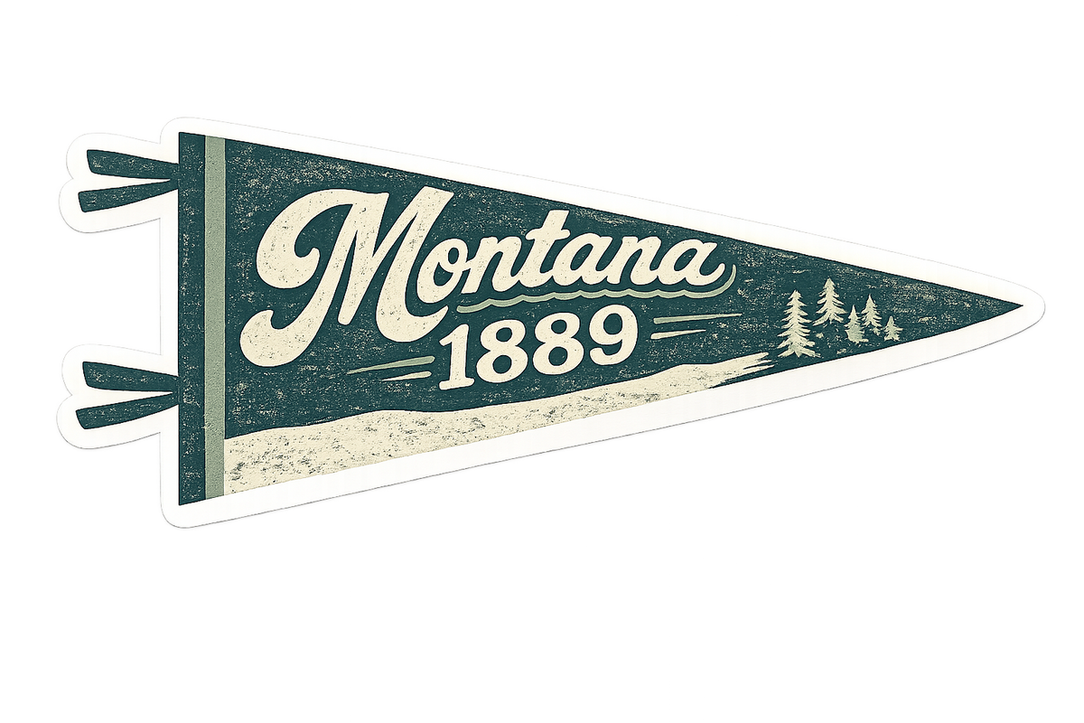 Montana 1889 Teal Pennant sticker, flat artwork