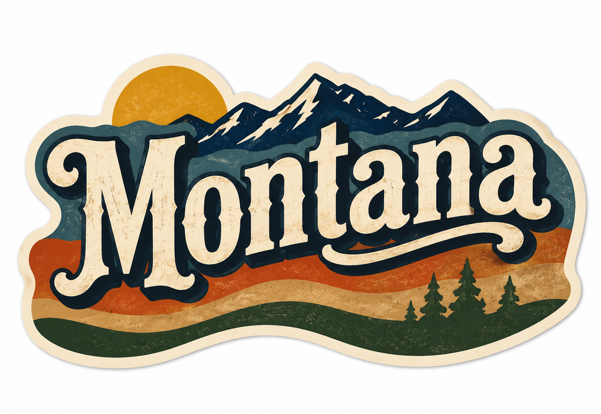 Montana Retro Mountain design, flat