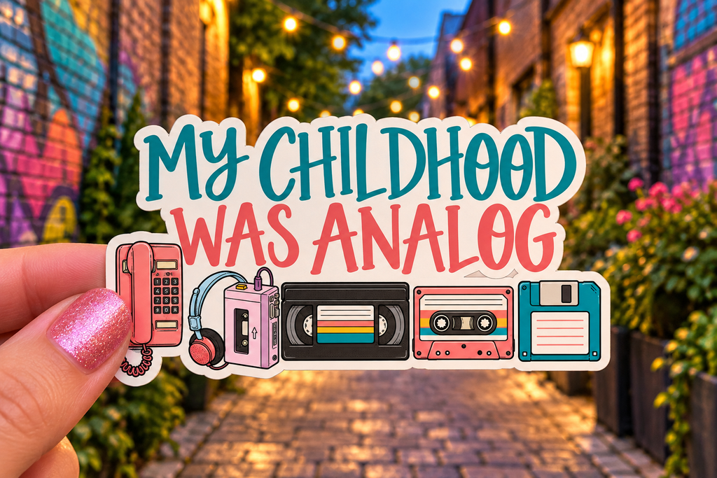 My Childhood Was Analog sticker in use