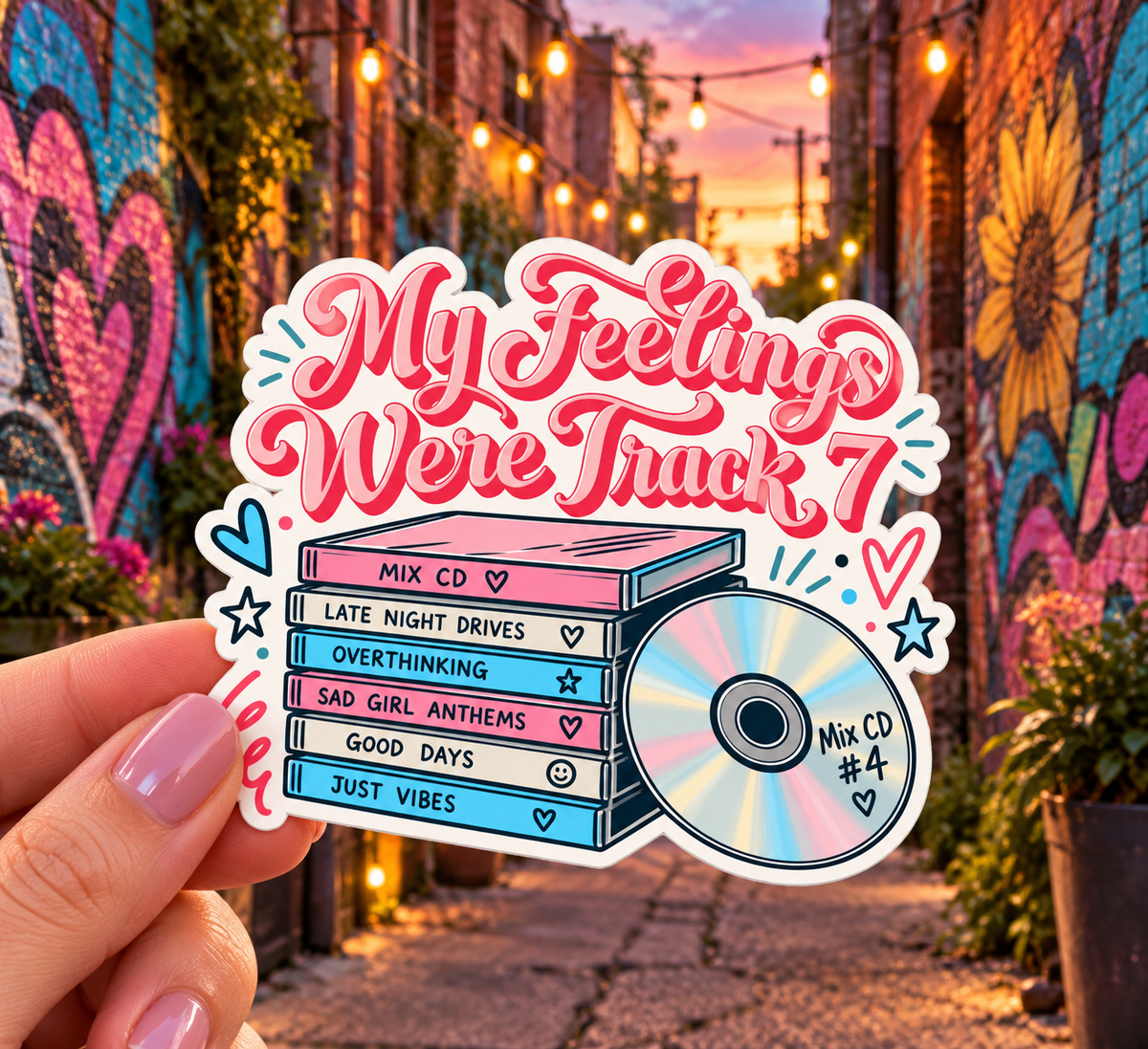 My Feelings Were Track 7 sticker, shown in use