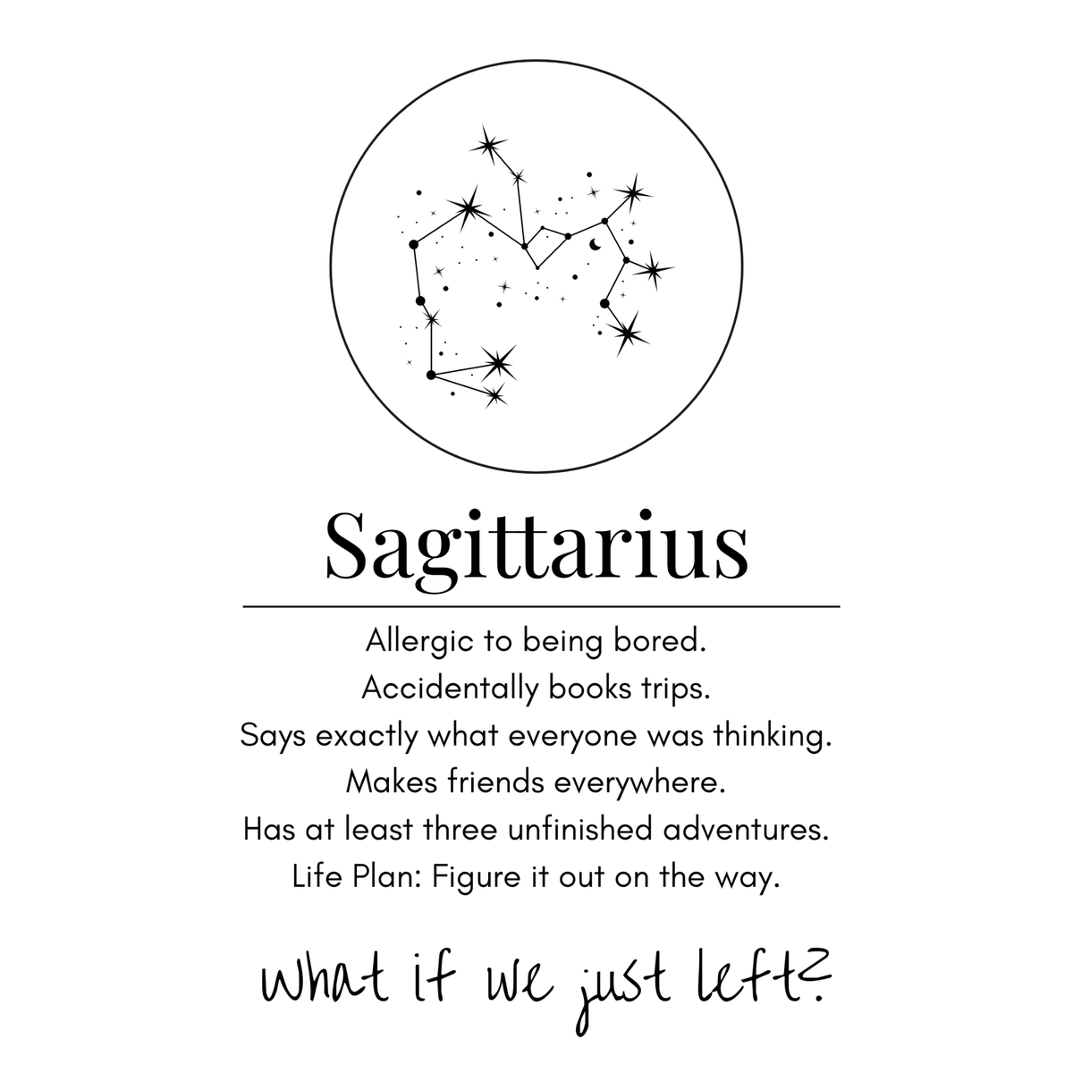 Sagittarius Funny Zodiac sticker, flat artwork