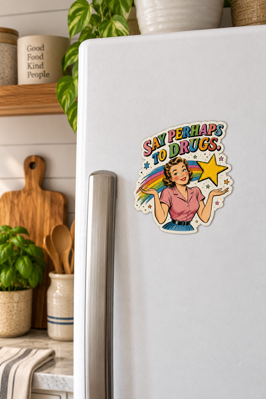 Say Perhaps to Drugs magnet on a fridge