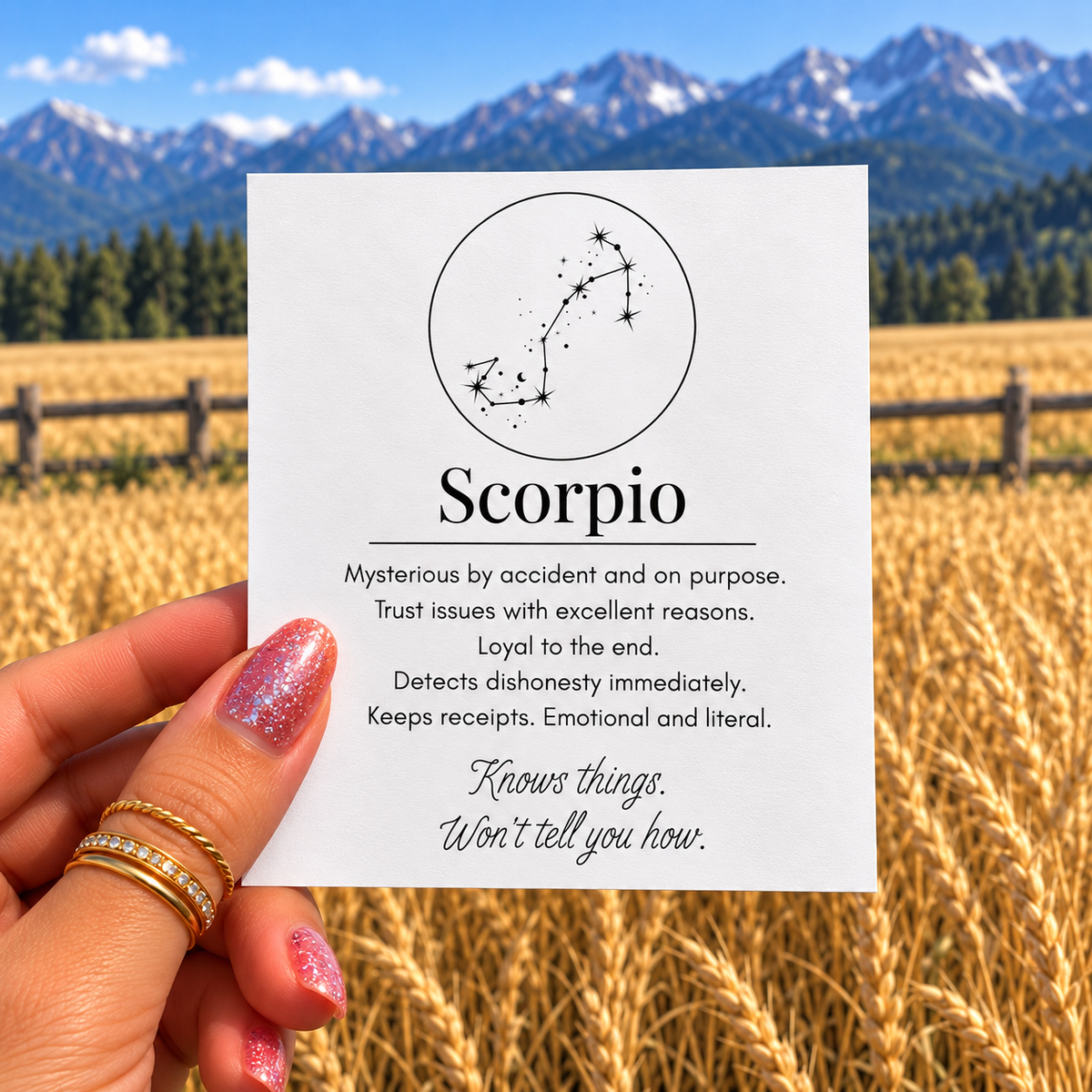 Scorpio Funny Zodiac sticker, shown in use