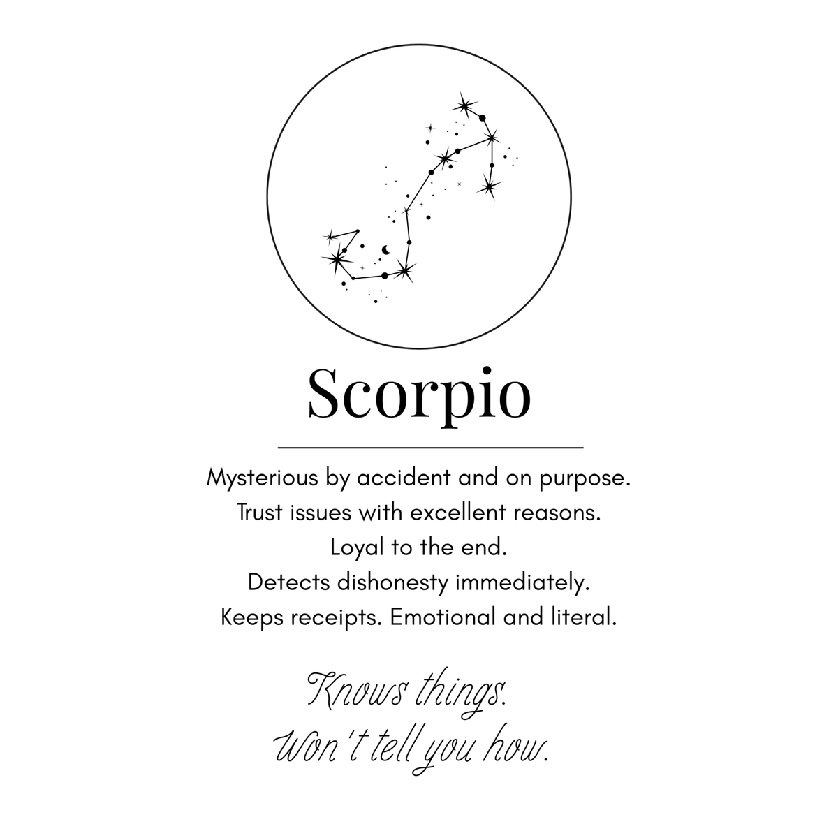 Scorpio Funny Zodiac sticker, flat artwork