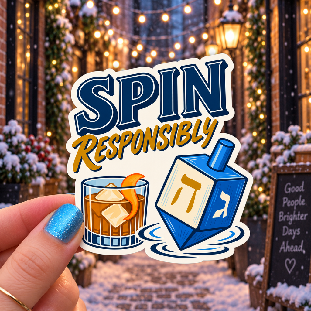 Spin Responsibly sticker, shown in use