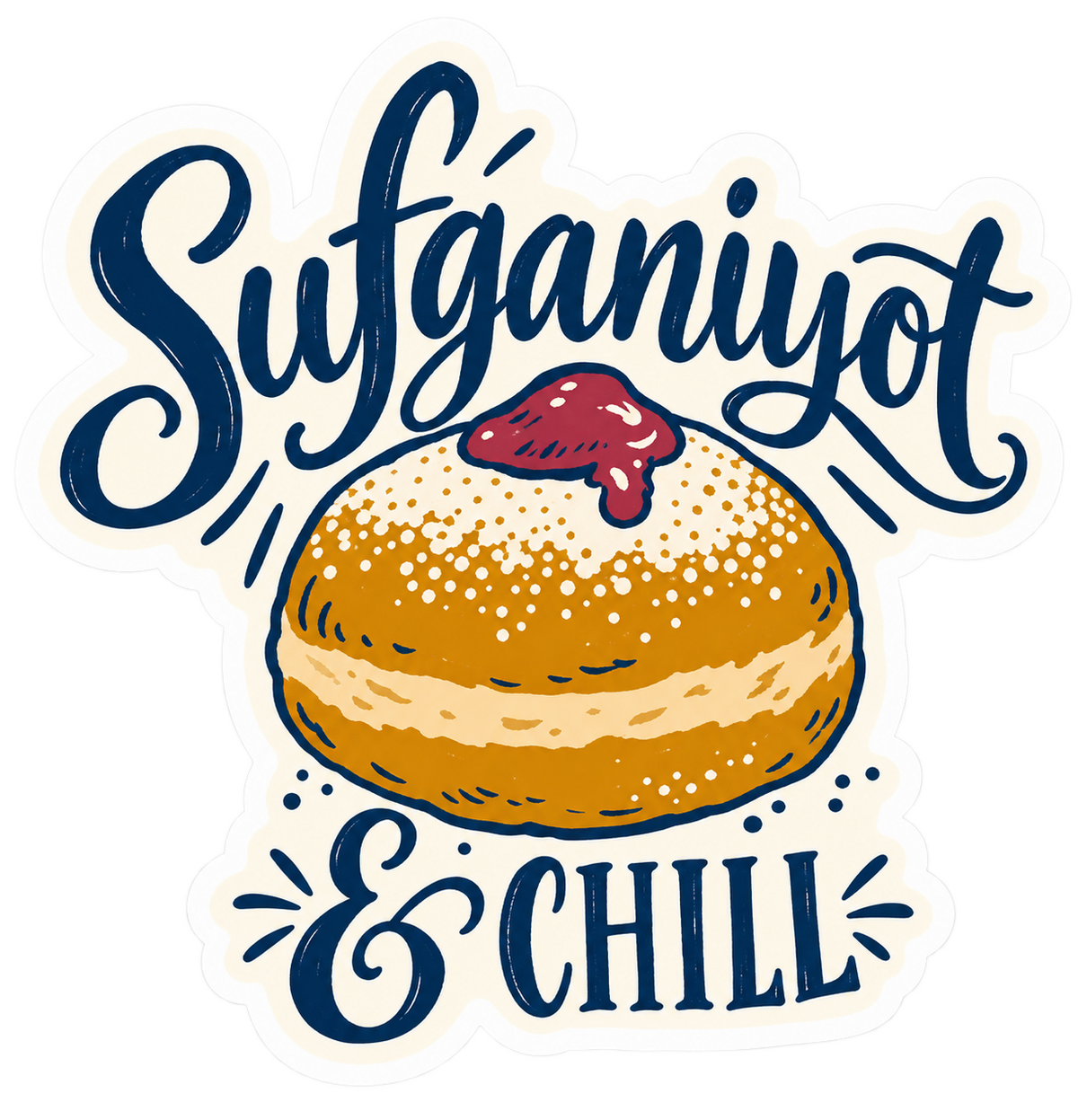 Sufganiyot & Chill sticker, flat artwork