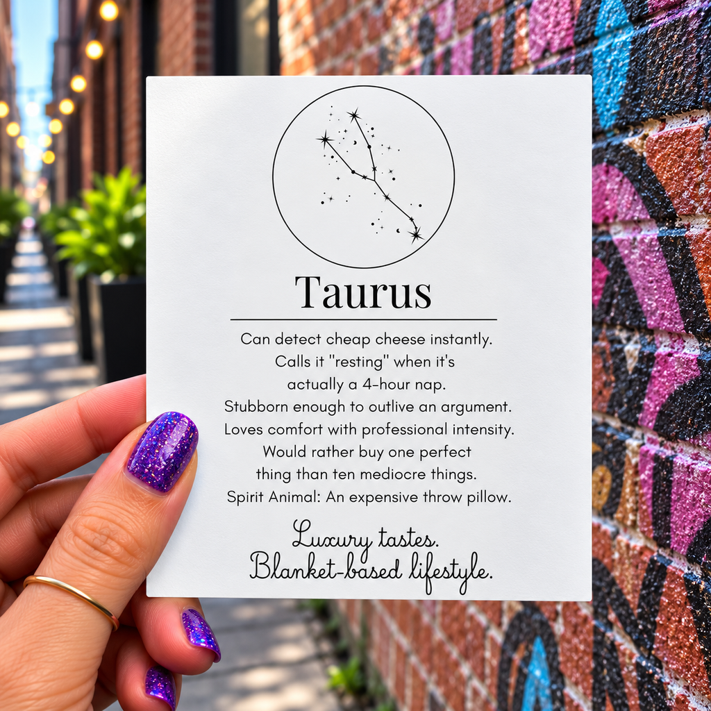Taurus Funny Zodiac sticker, shown in use