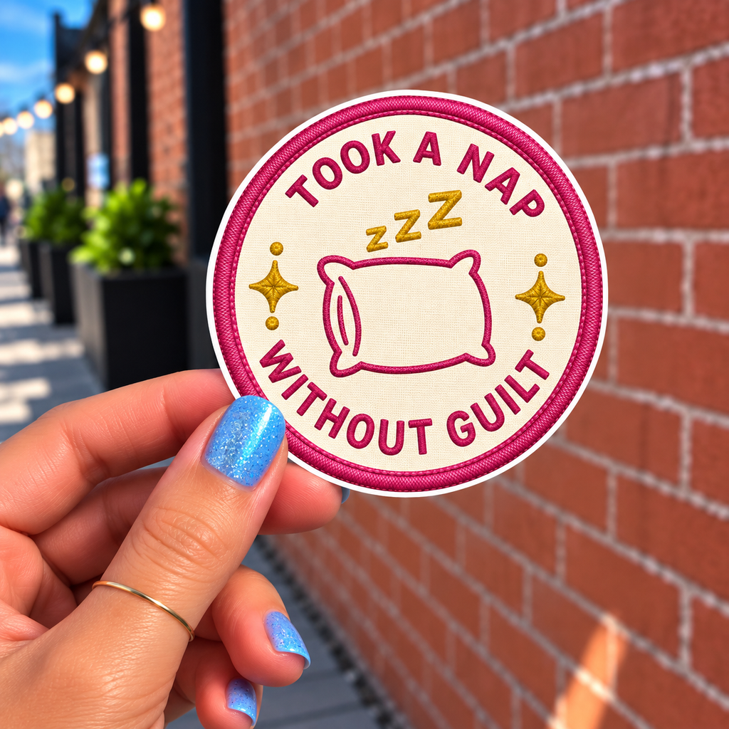 Took a Nap Without Guilt sticker, shown in use