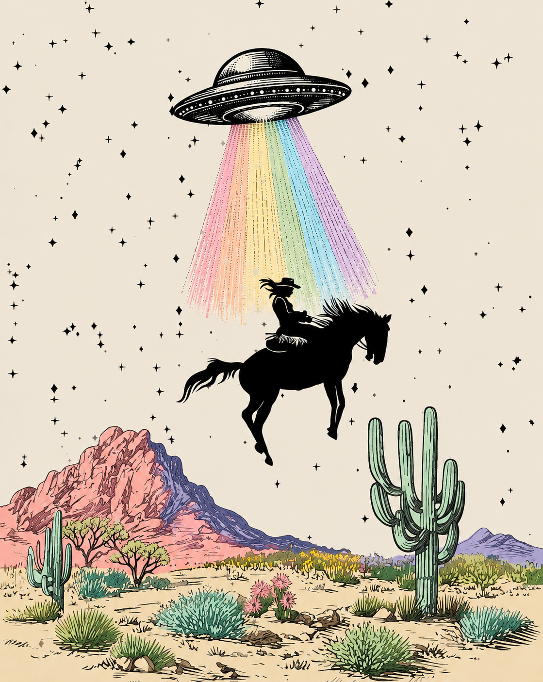 UFO Cowboy Sticker