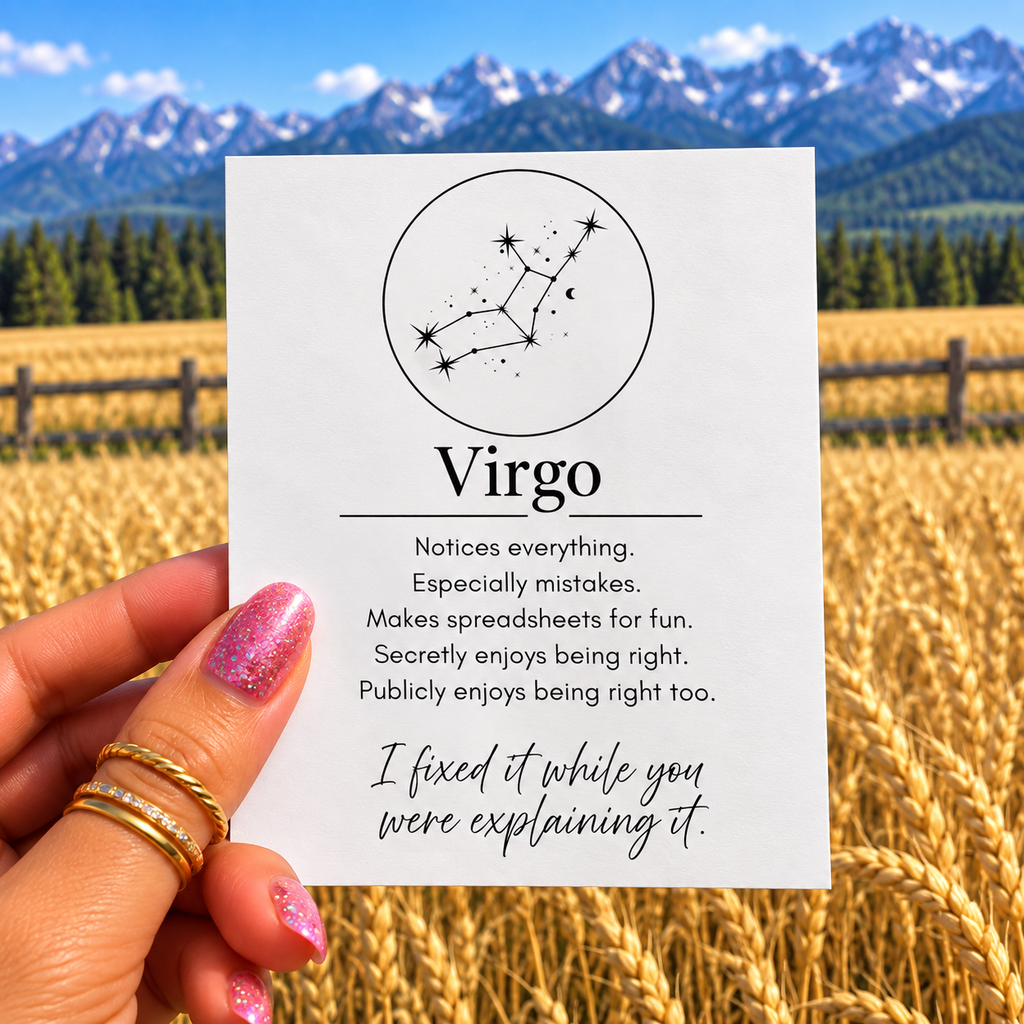 Virgo Funny Zodiac sticker, shown in use