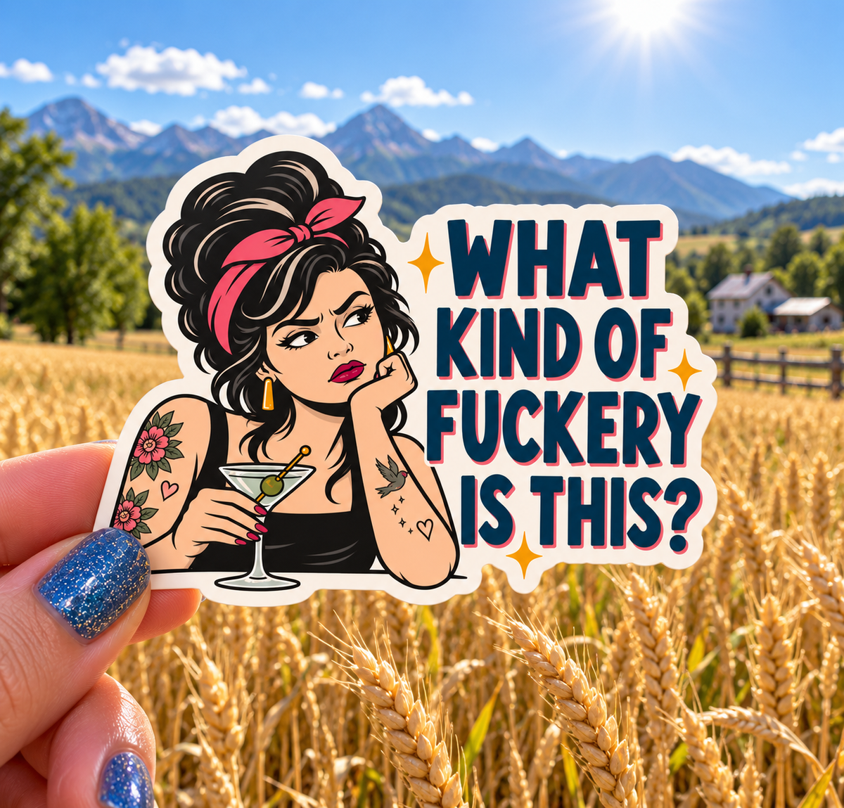 What Kind of Fuckery Is This? sticker, shown in use